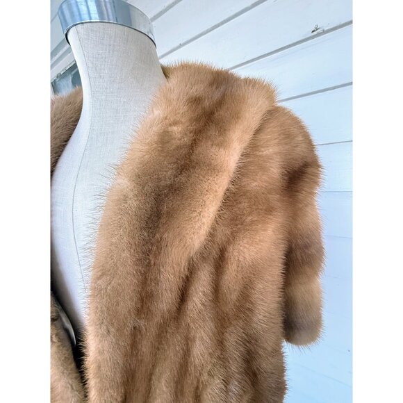 Vintage 50's Brown Mink Stole Capelet With front Pockets - Picture 10 of 16